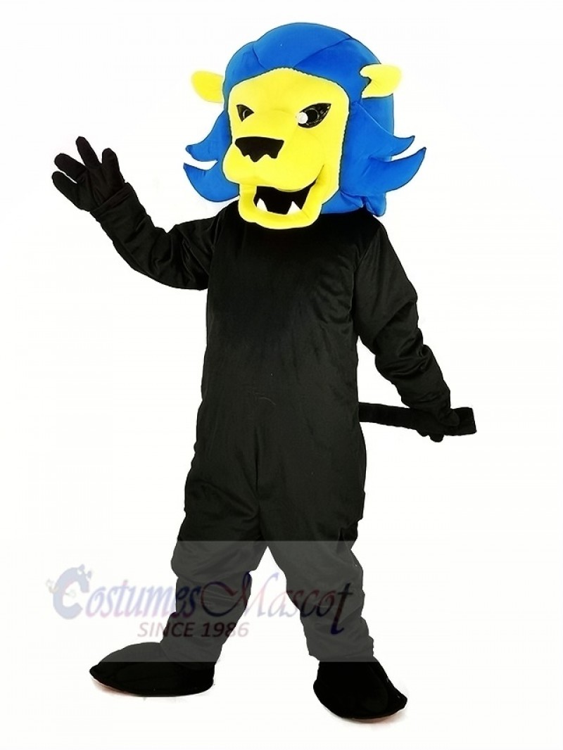 Fierce Blue Lion Mascot Costume Cartoon	