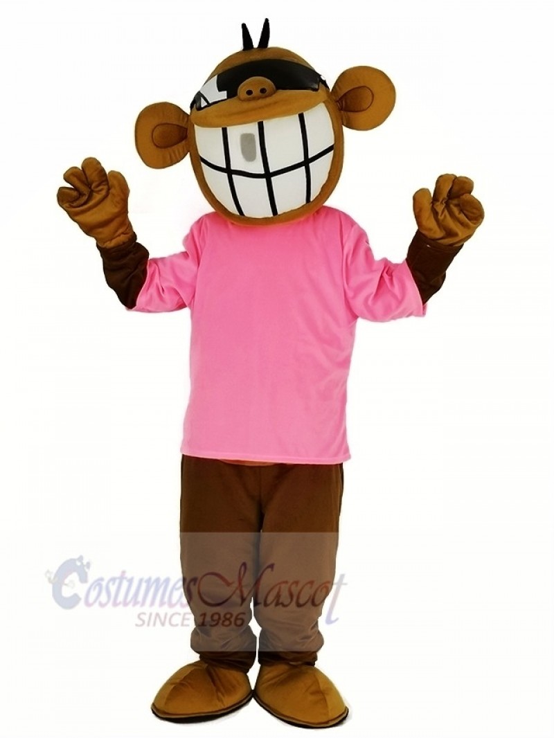 Cool Funny Monkey with Pink T-shirt Mascot Costume Animal