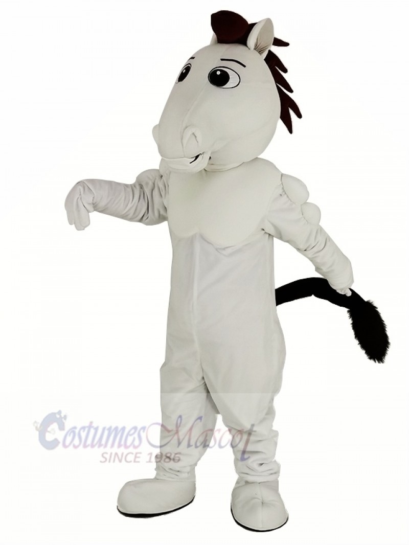 White Mustang Horse Mascot Costume