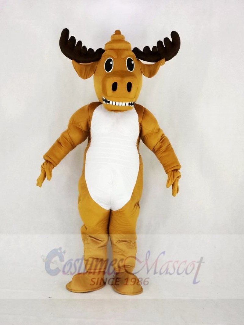 Strong Power Muscly Moose Mascot Costume Cartoon