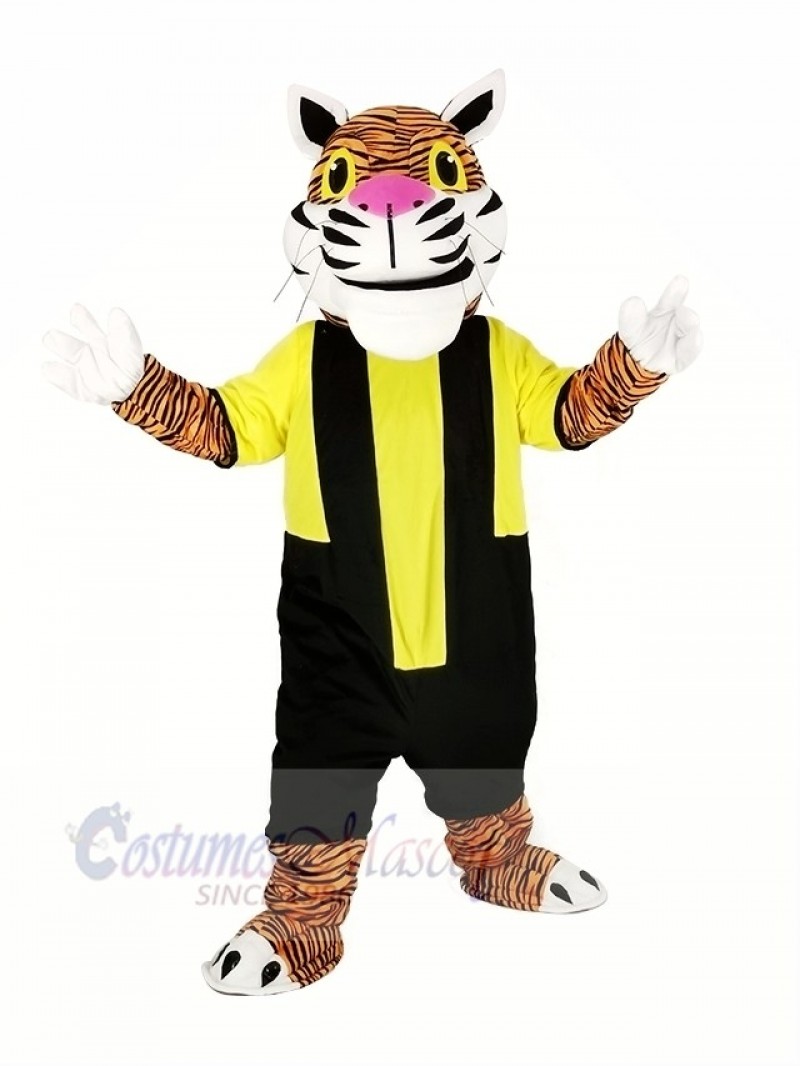 Power Tiger with Black and Yellow Sweatshirt Mascot Costume Animal	