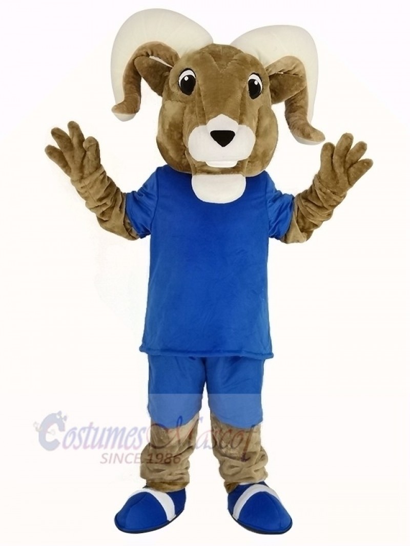 Sport Ram with Blue T-shirt Mascot Costume Adult