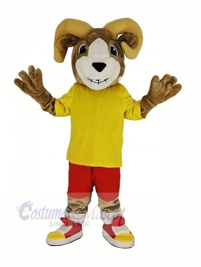 Sport Ram with Yellow T-shirt Mascot Costume