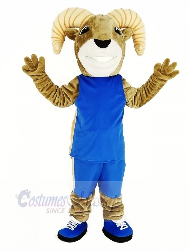 Power Sport Ram with Sportswear Mascot Costume Yellow Stripe