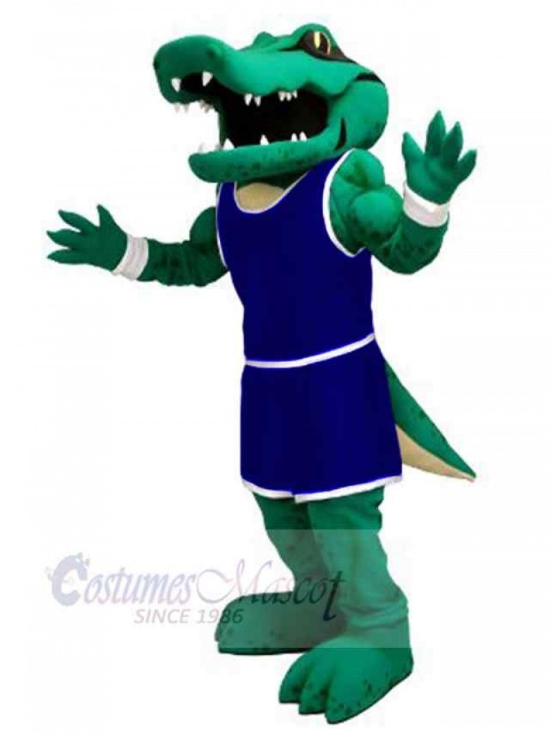 Power Alligator with Navy Blue Uniform Mascot Costume Animal