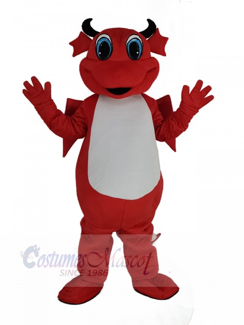 Red Dragon with White Belly Mascot Costumes Cartoon