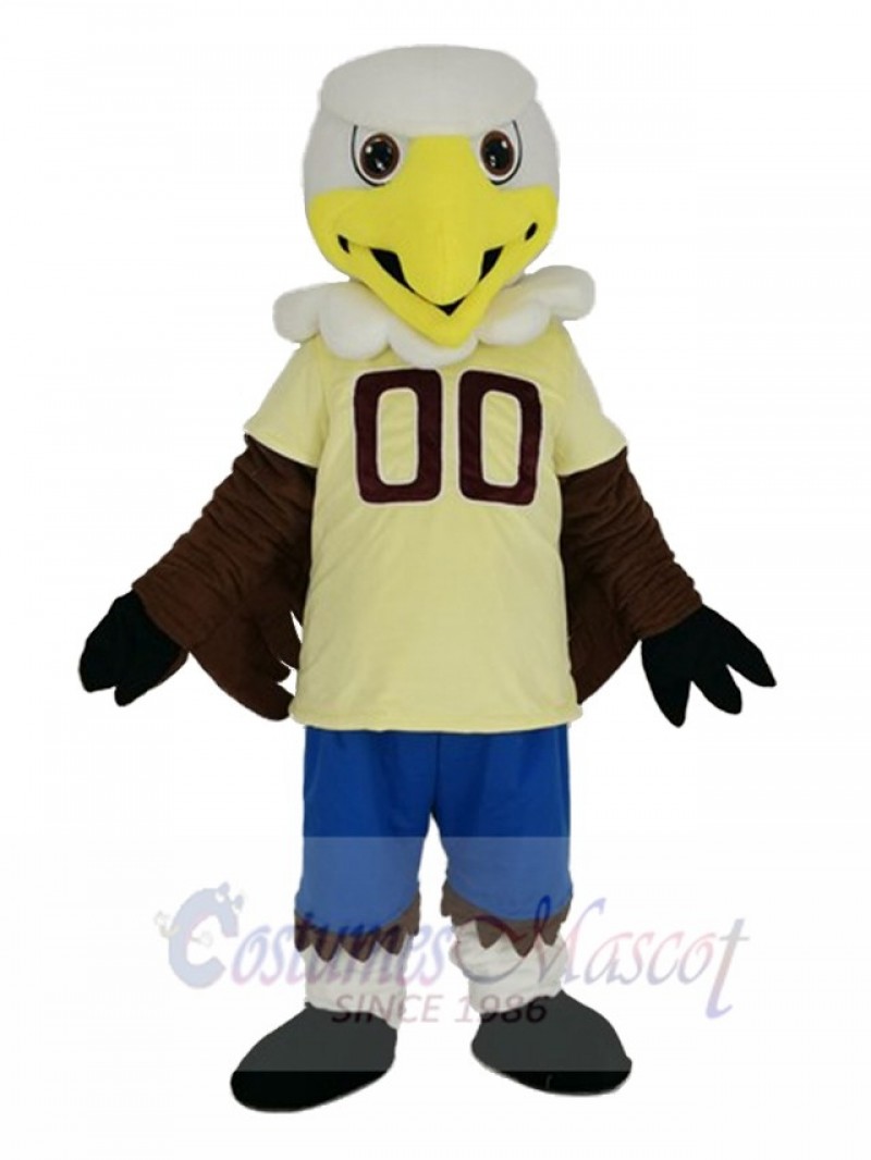 College Eagle with Yellow Jersey Mascot Costume