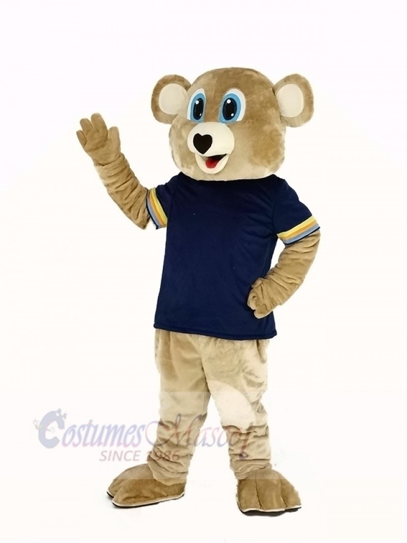 Brown Bear with Black T-Shirt Mascot Costume