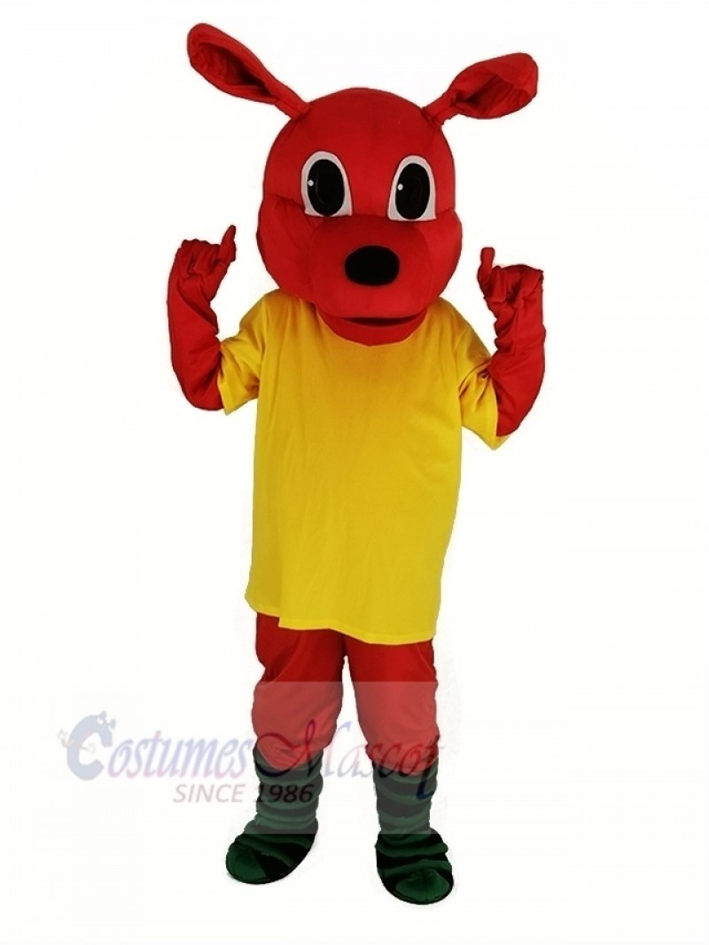 Red Kangaroo with Yellow T-shirt Mascot Costume Animal