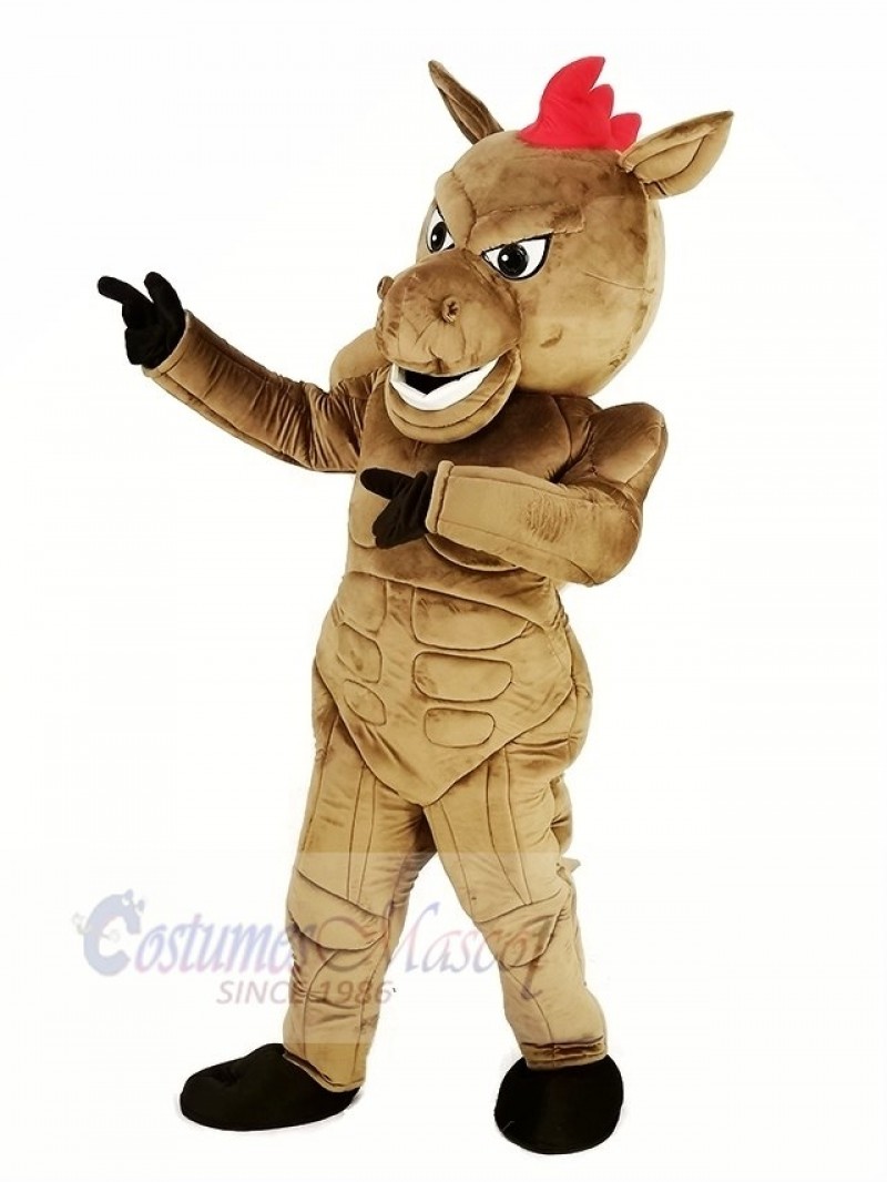 Brown Muscle Power Horse Mascot Costume Animal