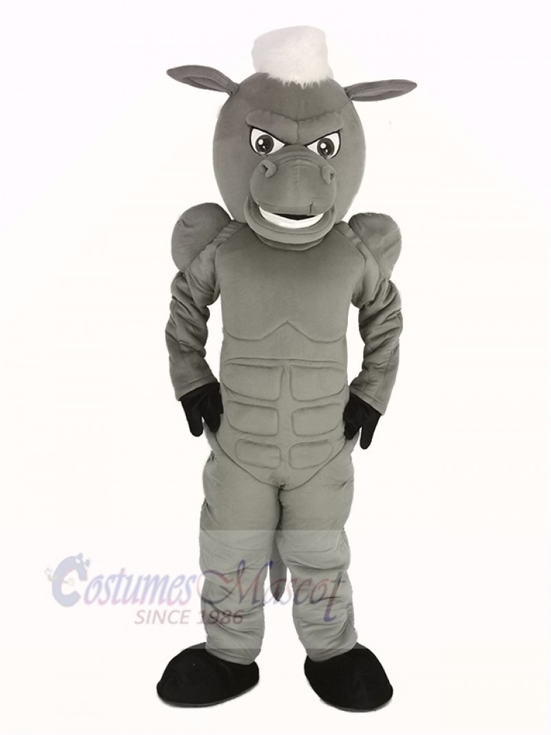 Power Gray Horse with White Hair Mascot Costume