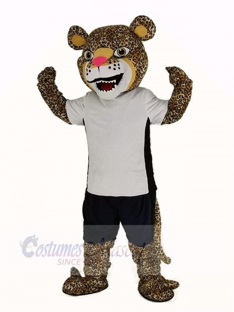 Strong Jaguar with T-shirt Mascot Costume Animal