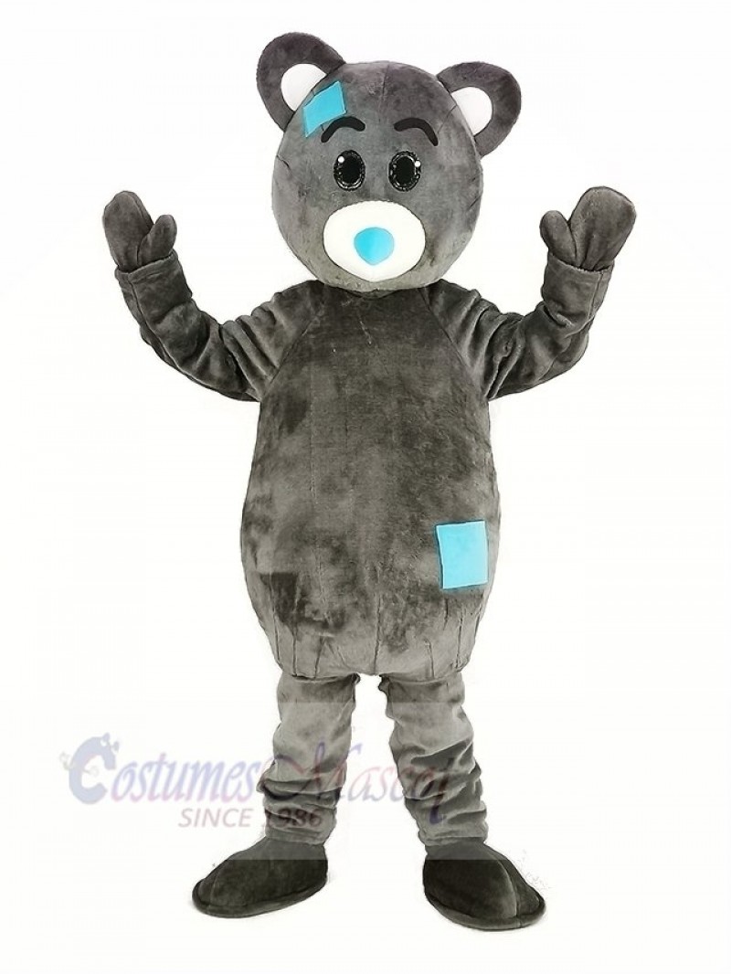 Gray Teddy Bear Mascot Costume Cartoon Male	