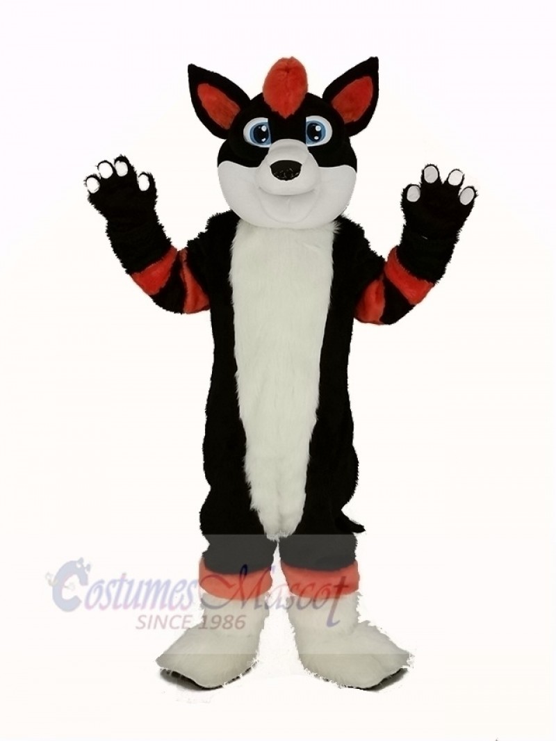 Orange and Blue Husky Dog Fursuit Mascot Costume