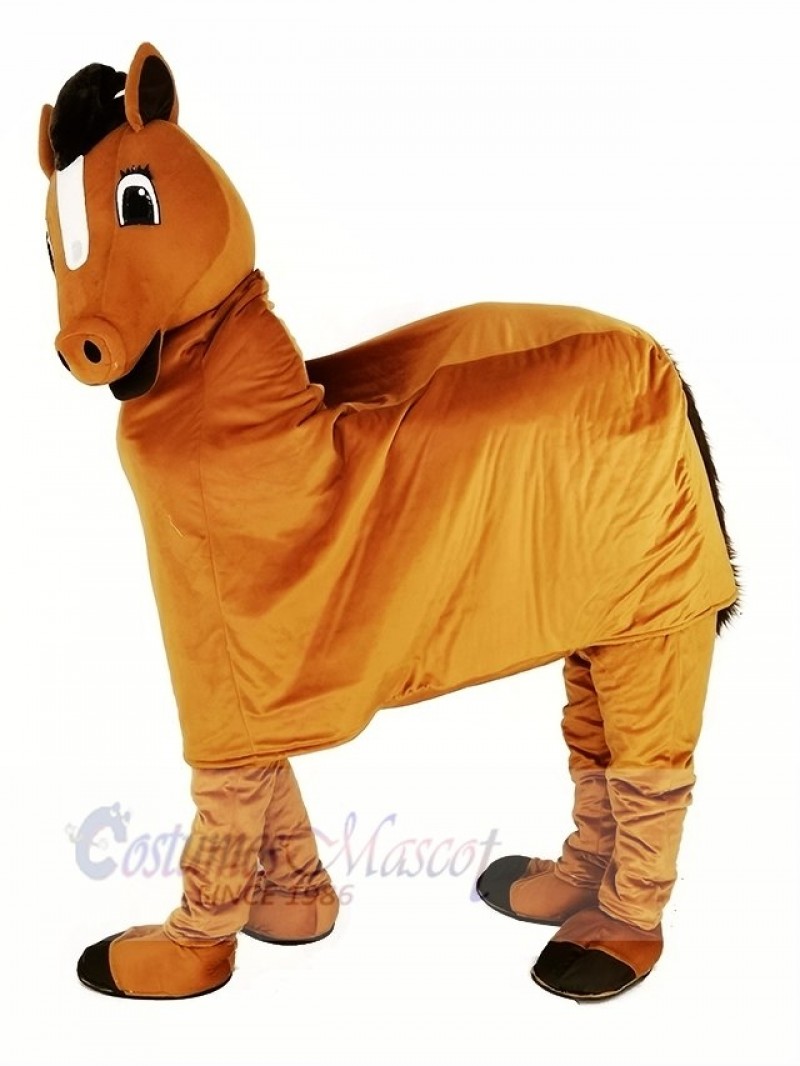 Funny Brown New 2 Person Horse Mascot Costume