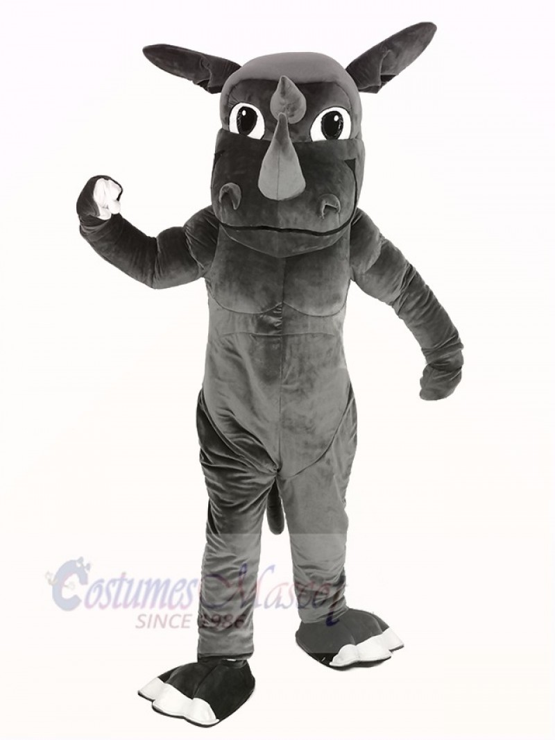 Muscle Gray Rhino Mascot Costume Animal