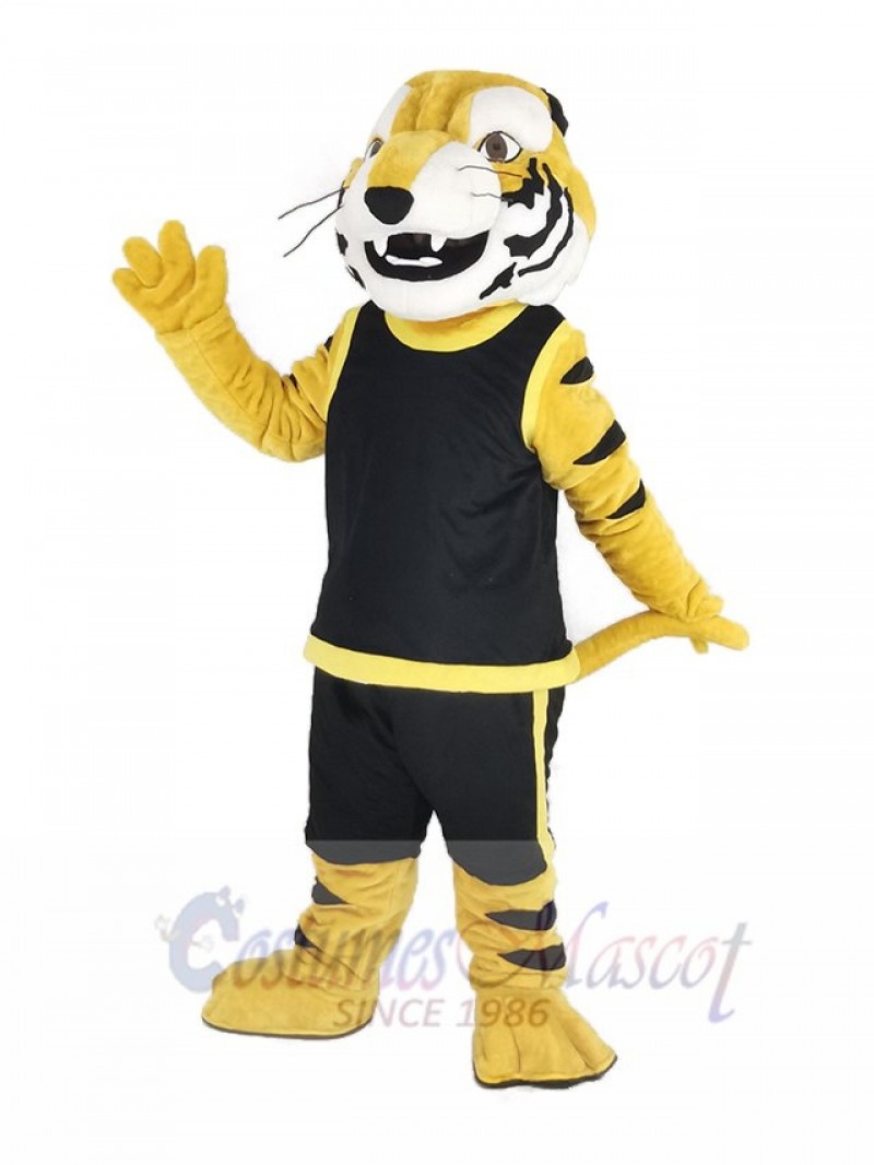 Fierce Tiger in Black Vest Mascot Costume Animal