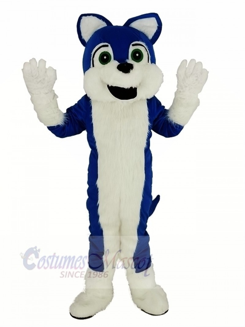 Blue and White Furry Husky Dog Mascot Costume Animal