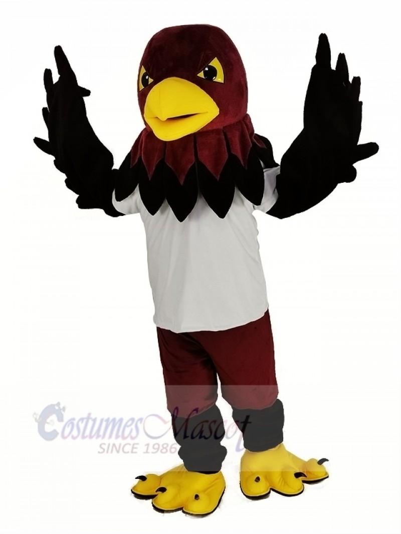 Cool Black Hawk with White T-shirt Mascot Costume Animal