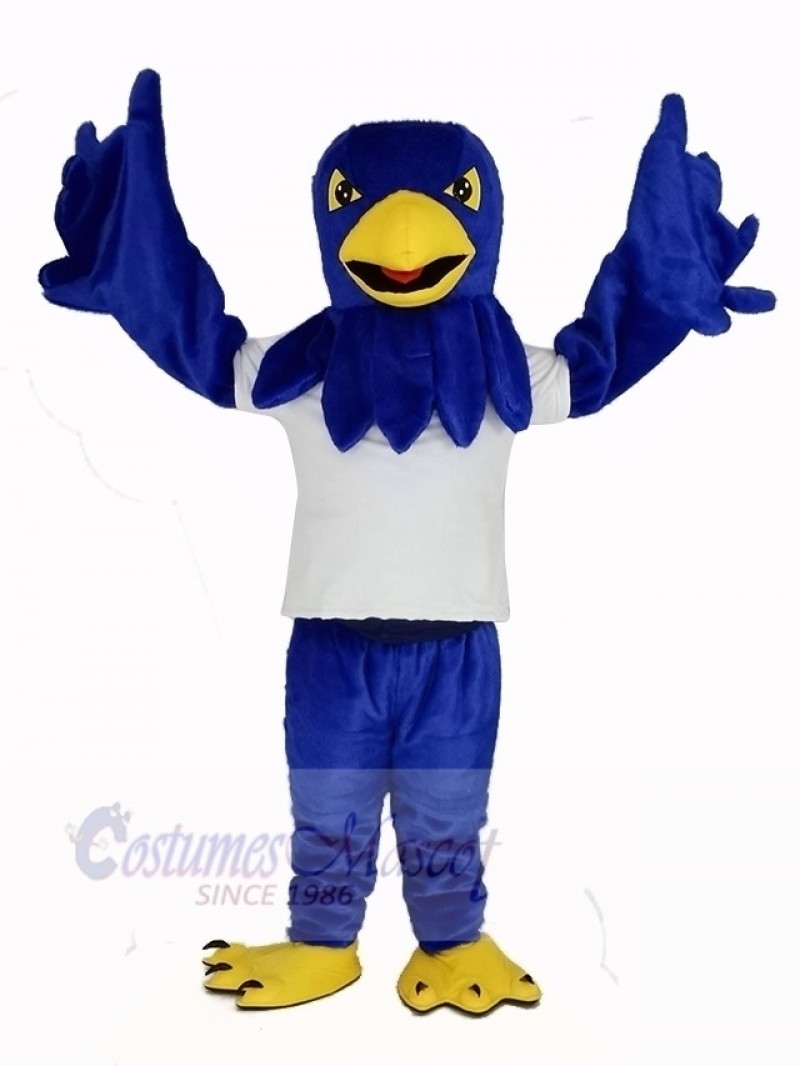 Cool Blue Hawk with White Coat Mascot Costume Animal