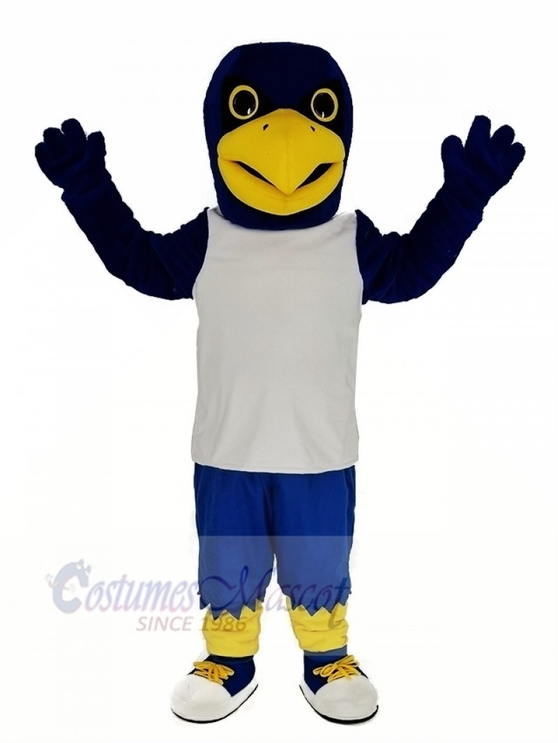 Blue Eagle in White Vest Mascot Costume