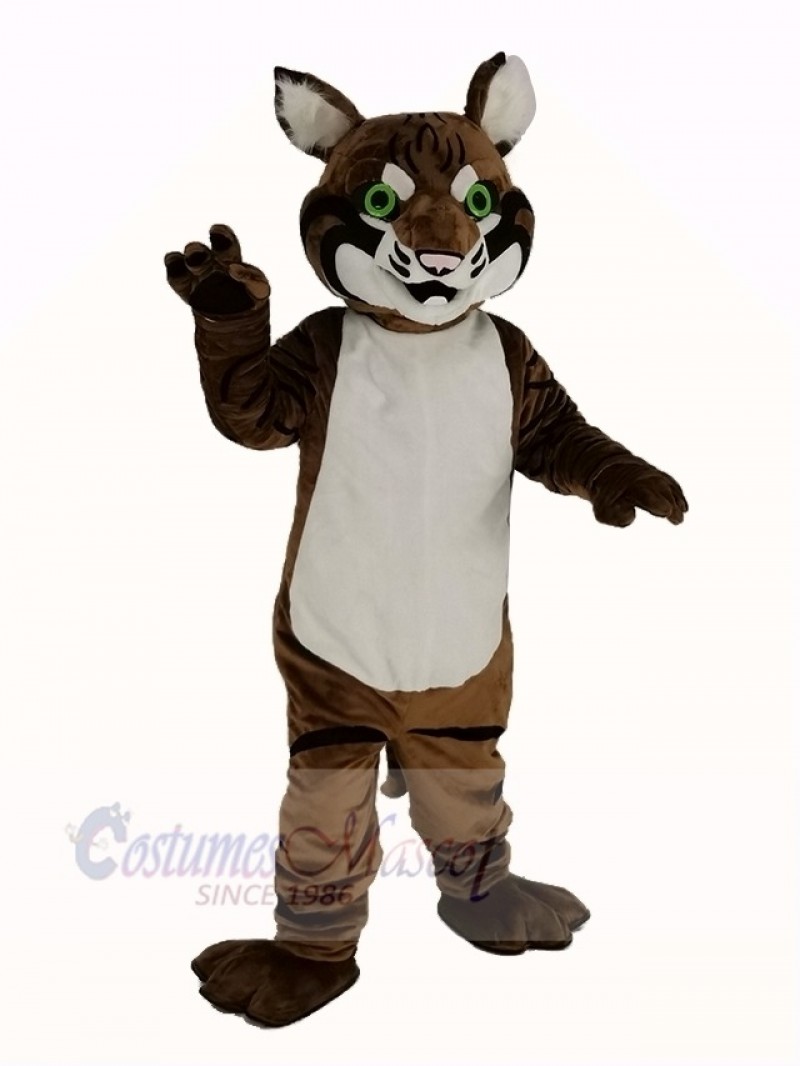 Brown Bobcats with Green Eyes Mascot Costume Animal