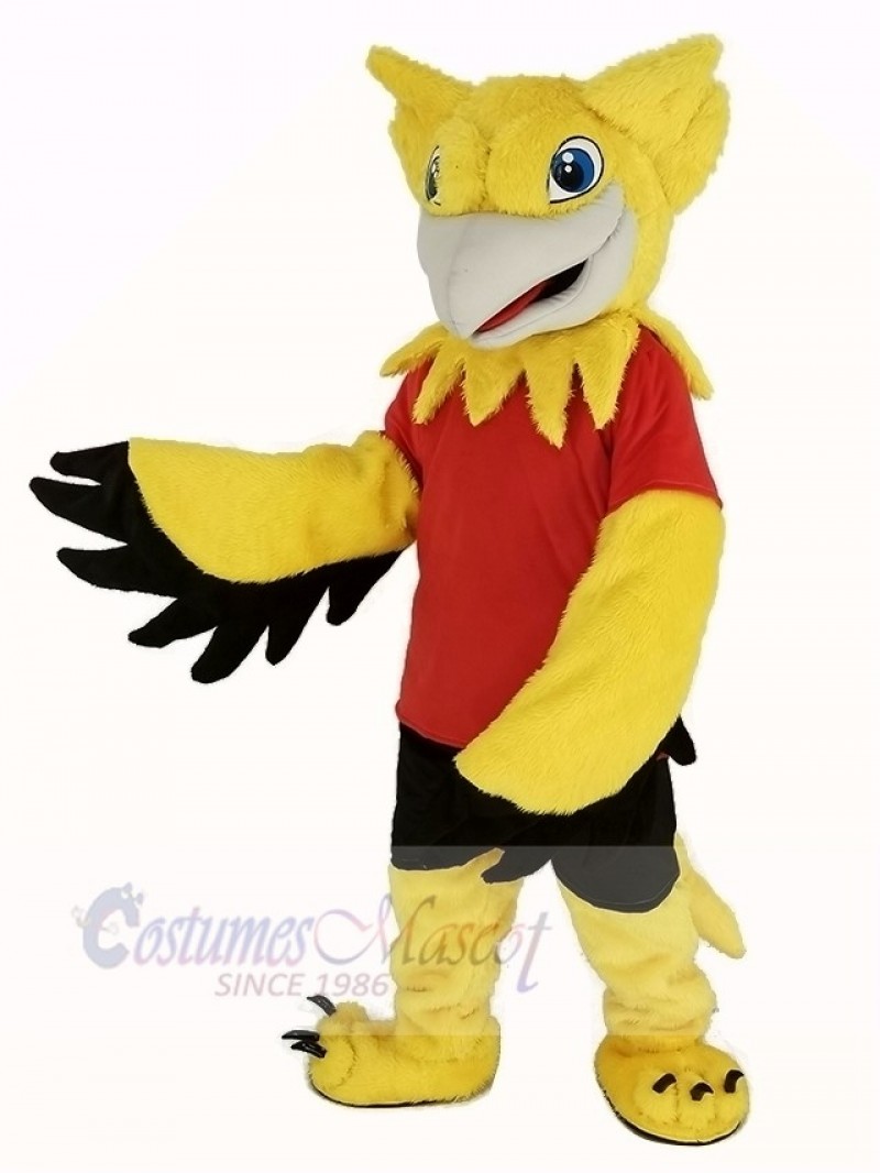 Yellow Gryphon with Red T-shirt Mascot Costume Animal