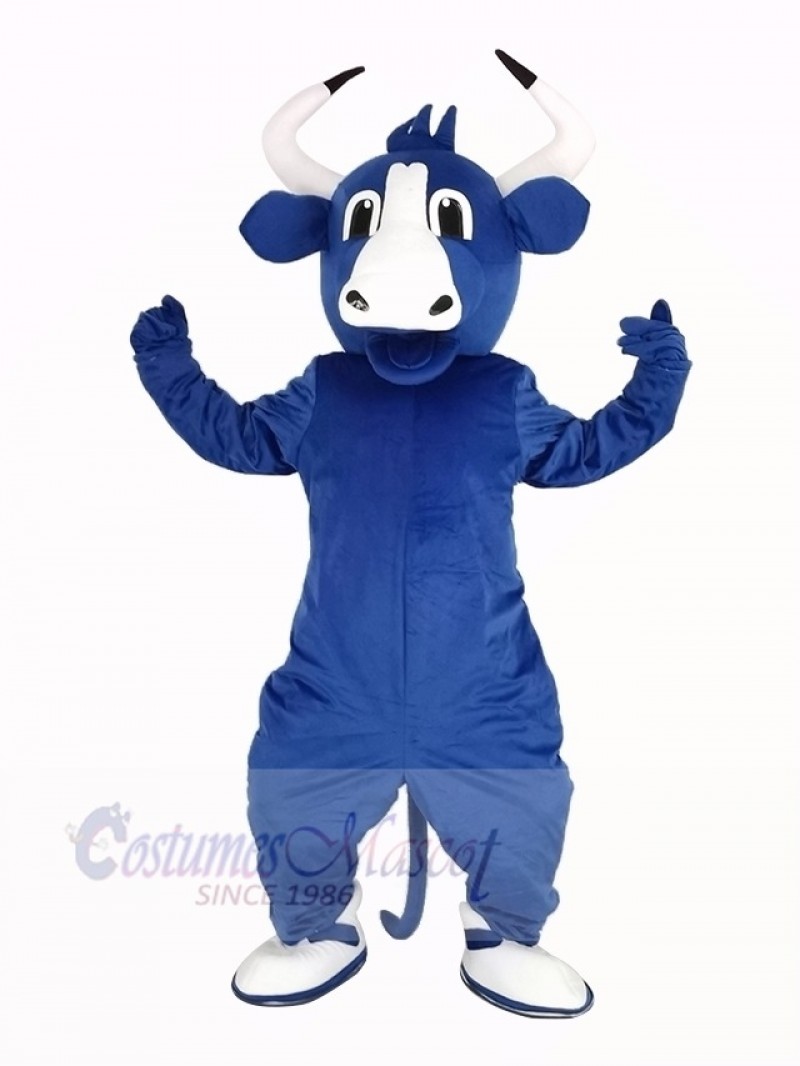 Happy Blue Bull Mascot Costume