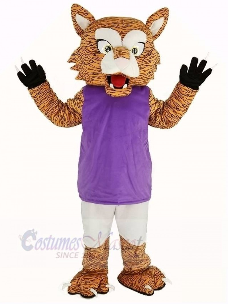 Wildcat with Purple Vest Mascot Costume Animal