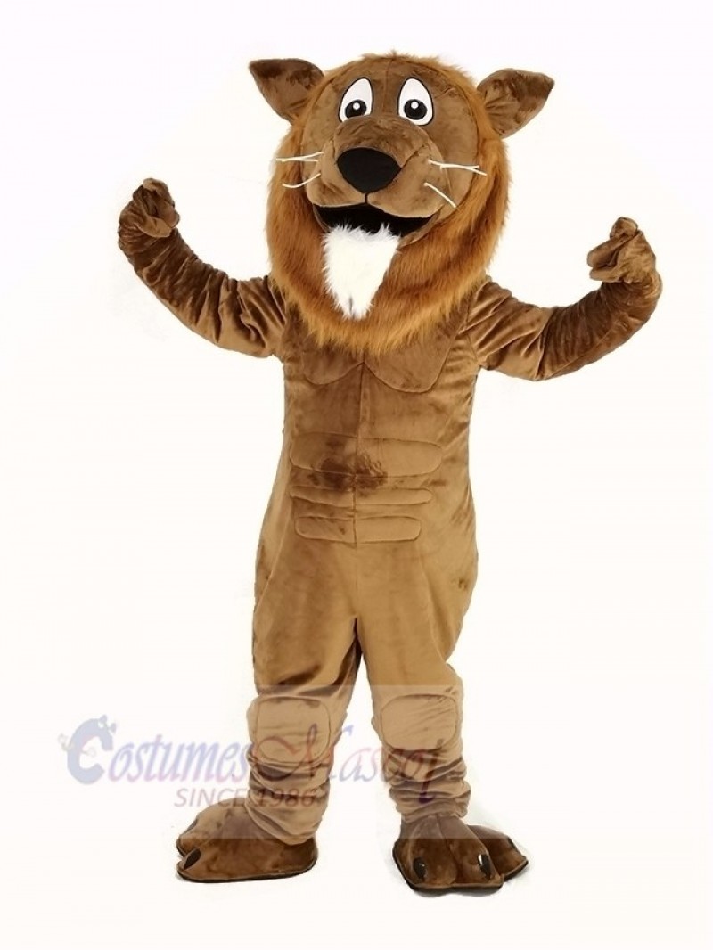 Brown Lion with White Beard Mascot Costume Animal