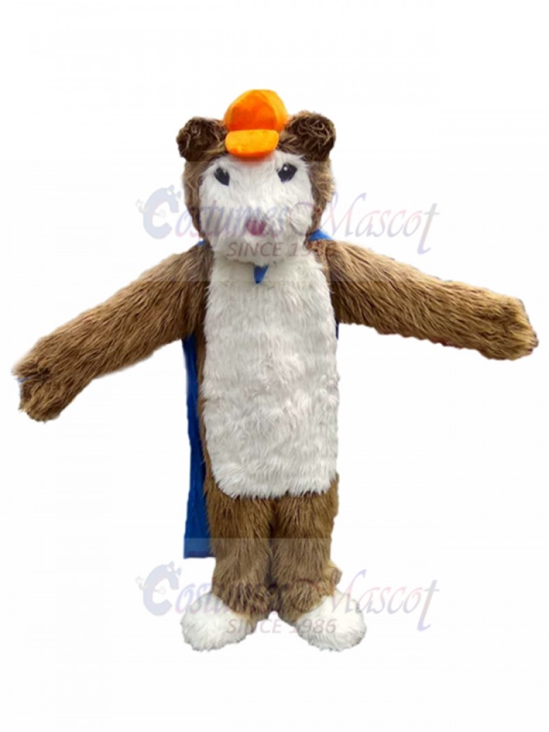 Furry Hamster with Orange Hat Mascot Costumes Cartoon