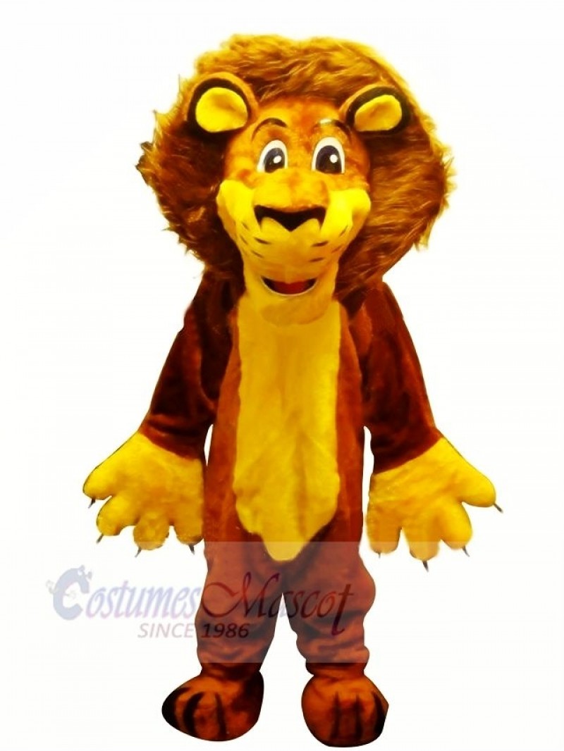 Cute Brown Furry Lion Mascot Costume Cartoon	