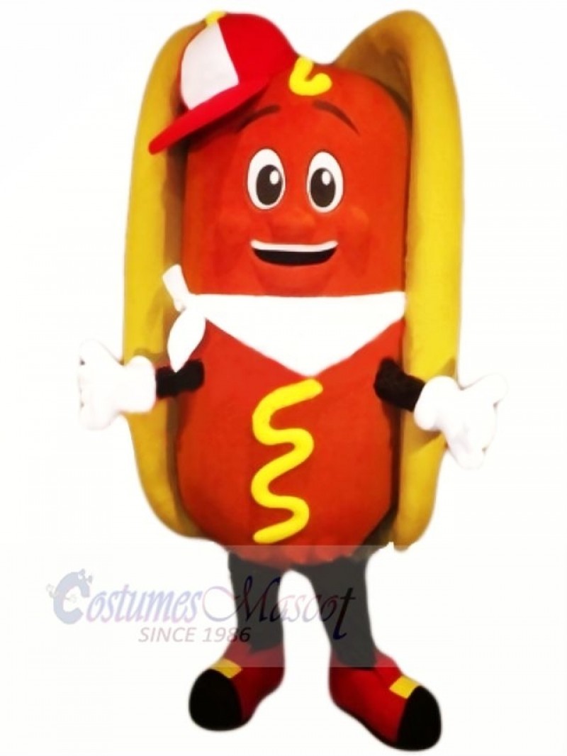 Happy Hot Dog Mascot Costume Cartoon