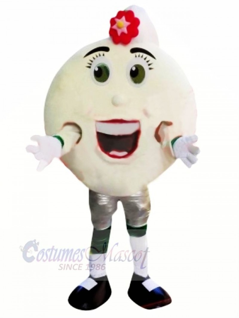 White Pancake Donut Mascot Costume Cartoon