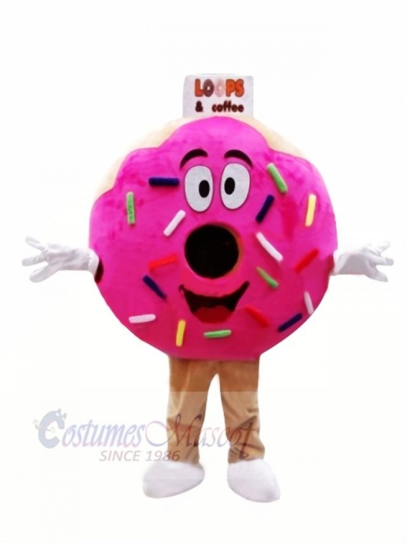 Pink Donut Mascot Costume Cartoon