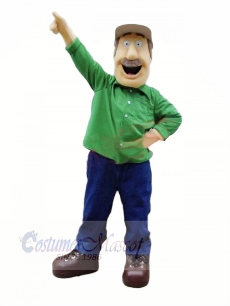 Argo Man with Green Coat Mascot Costume