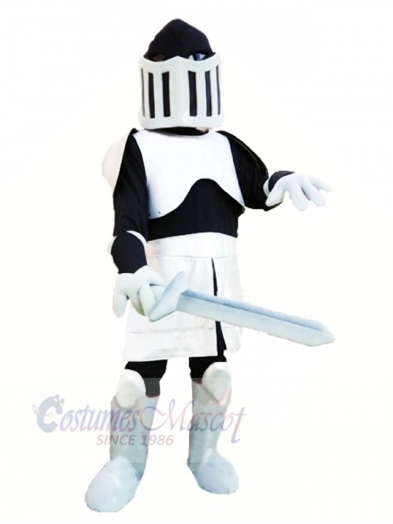 Cool Black and Silver Knight Mascot Costume People