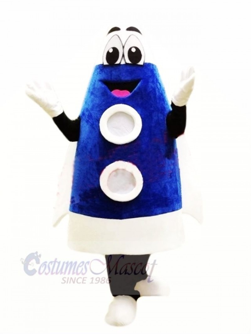 Cute Blue Rocket Mascot Costume Cartoon