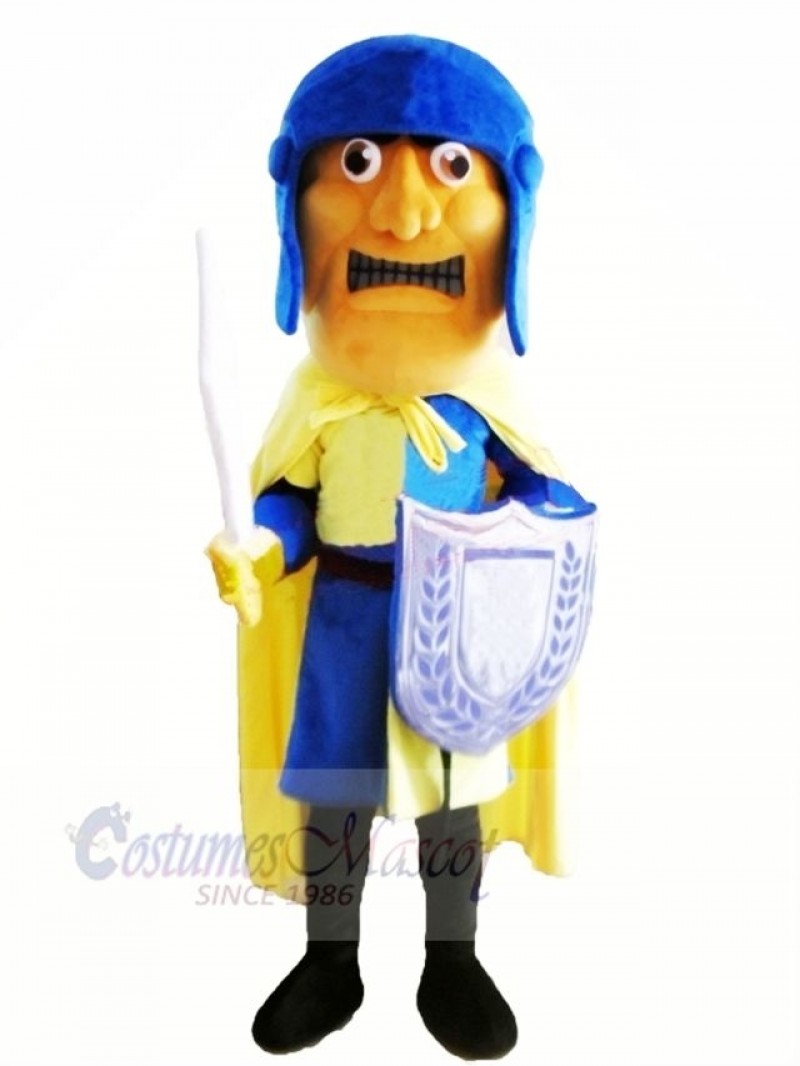 Funny Soldier with Yellow Cape Mascot Costume People