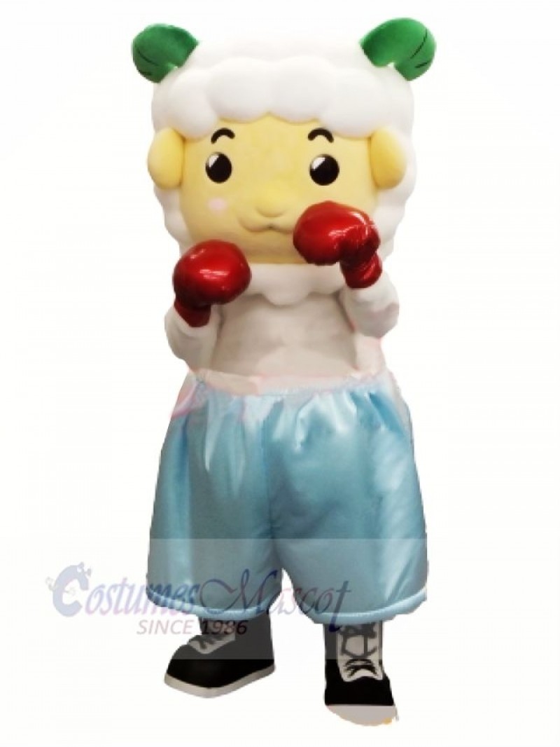 Cute Boxer Sheep Mascot Costume Cartoon