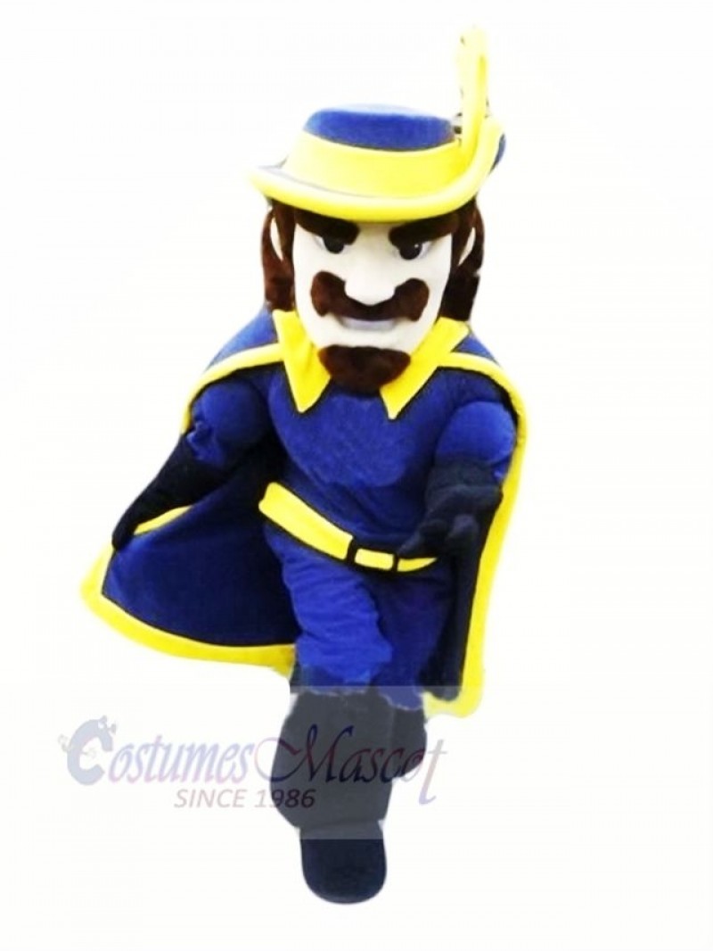 Cavalier in Blue Coat Mascot Costume People	