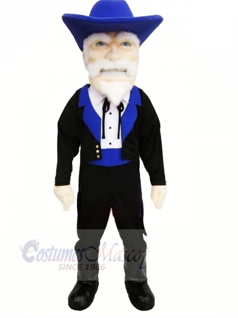 Colonel with Blue Hat Mascot Costume People