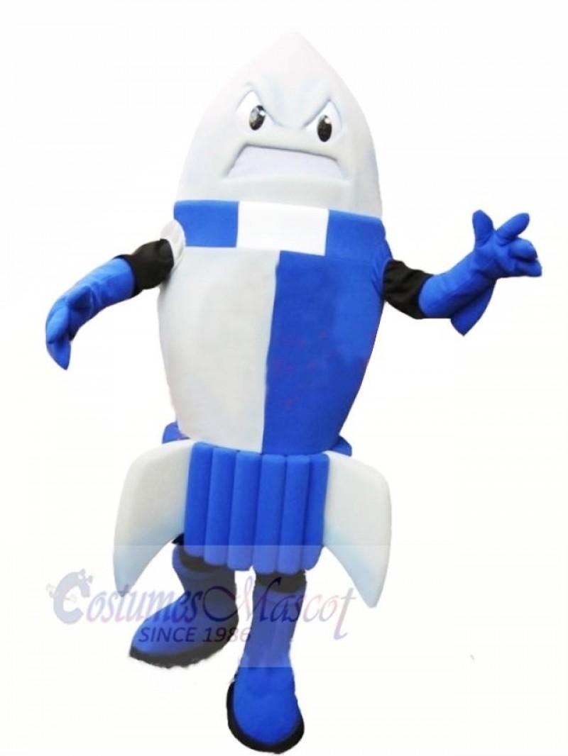 Fierce Blue Rocket Mascot Costume Cartoon