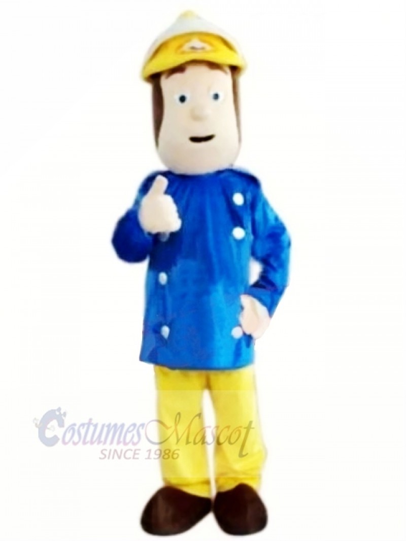 Brave Fireman Sam Mascot Costume Cartoon