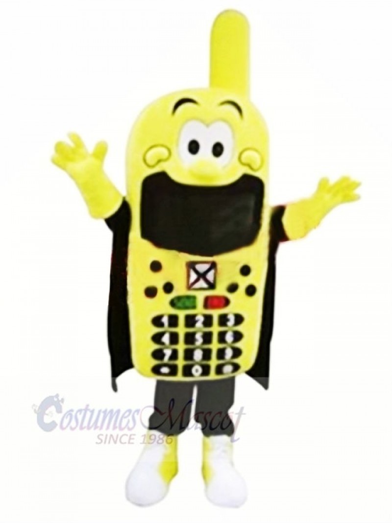 Funny Yellow Phone Mascot Costume Cartoon