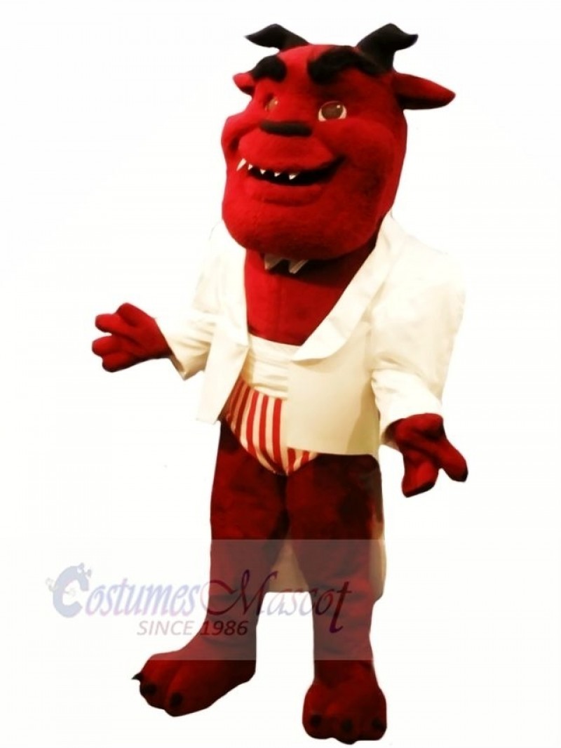 Gentleman Red Devil Mascot Costume Cartoon