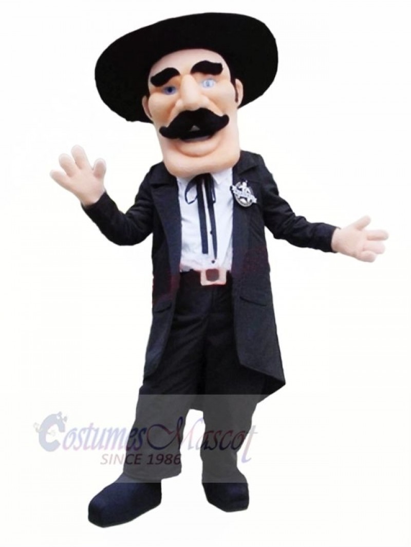 Gentleman with Black Hat Mascot Costume People	