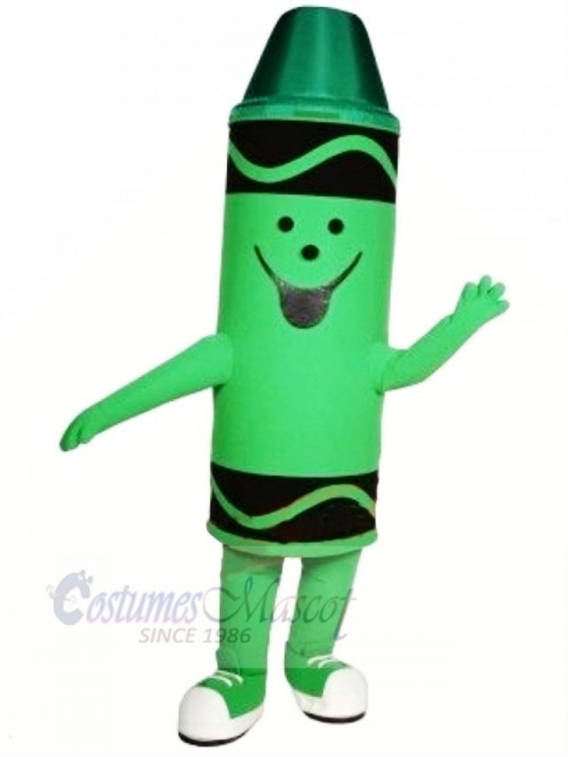 Cute Green Crayon Mascot Costume Cartoon