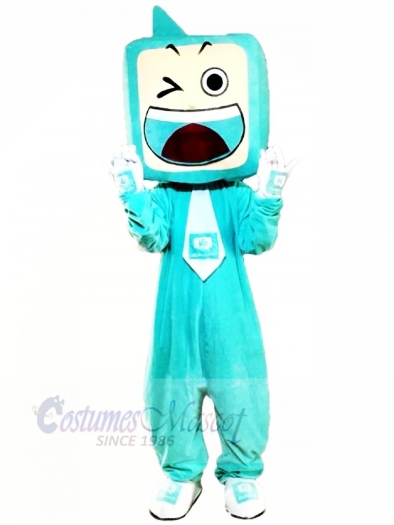 Funny Blue TV Set Mascot Costume Cartoon