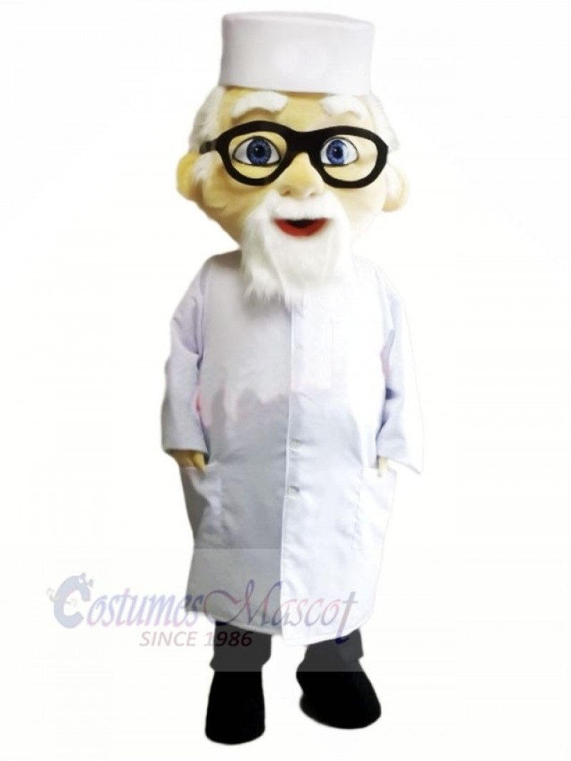 Old Doctor with Glasses Mascot Costume People